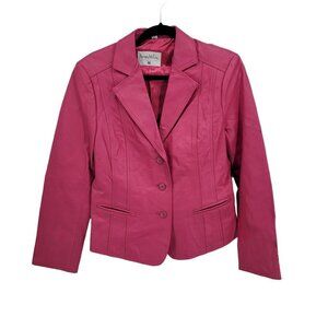 Pamela Mccoy Collections womens medium pink leather jacket blazer 3 buttons NWT